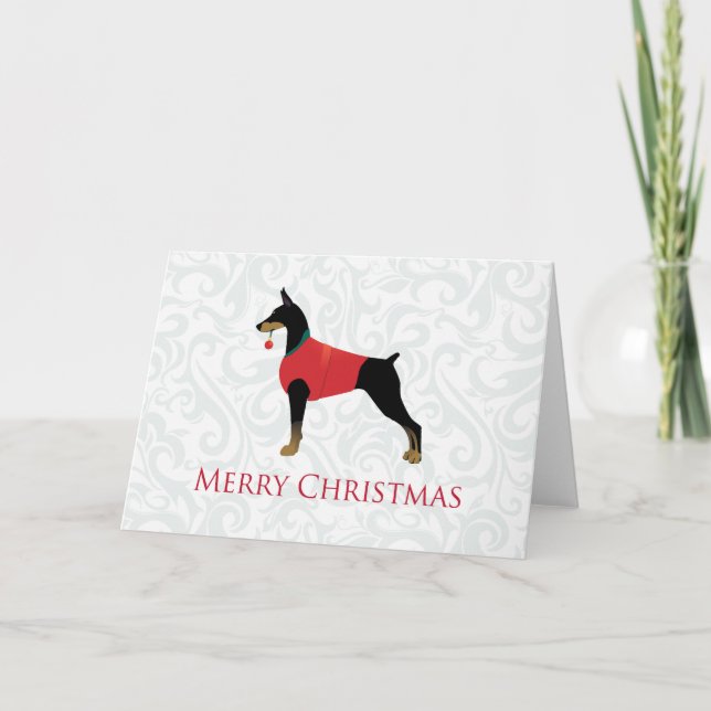 Cartão De Festividades Design do Feliz Natal do cão do Pinscher do (Frente)