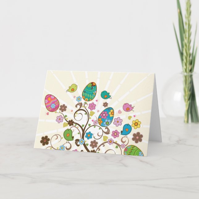 Cartão De Festividades Design do leste bonito dos ovos! (Frente)