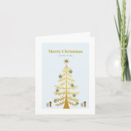 Cartão De Festividades Design Minimalista de Árvore de Ouro