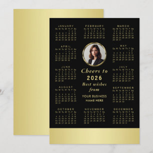 Cartão De Festividades Design preto e dourado, logotipo ou foto em círcul