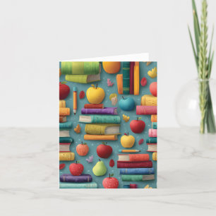 Cartão De Festividades Design Reproduzível de Volta à Escola com Livros e