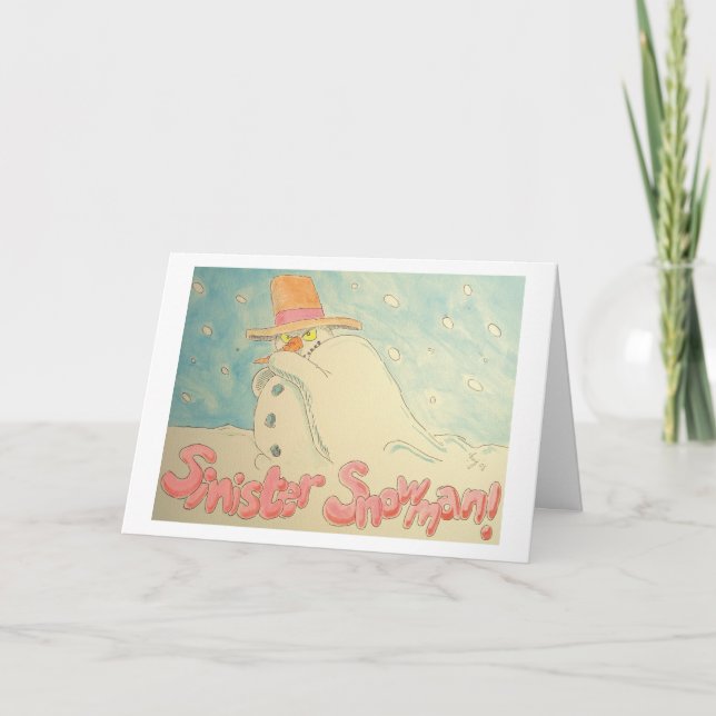 Cartão De Festividades Design sinistro do Natal do boneco de neve (Frente)