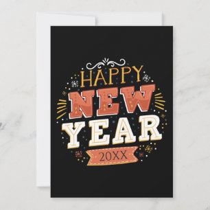 Cartão De Festividades Design Único de Ano Novo Feliz Vintage Personaliza