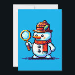 Cartão De Festividades Detetive Snowman - Mistério Engraçado de Pixel Art<br><div class="desc">Há um mistério a resolver na neve! 🔍 ⛄ O design do "Detetive Snowman" apresenta um boneco de neve de arte em píxeis num chapéu de na moda e cachecol, segurando uma lente de aumento e procurando pistas na terra maravilhosa do inverno. Perfeito para amantes misteriosos, entusiastas do inverno e...</div>