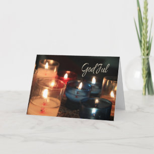 Cartão De Festividades Deus Jul Burning candelas natal