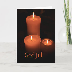 Cartão De Festividades Deus Jul Burning candelas natal
