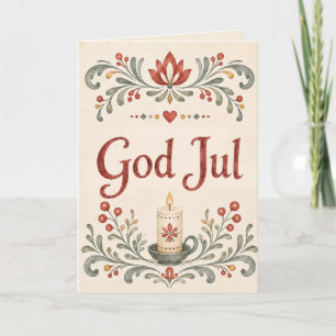Cartão De Festividades Deus Jul Nórdico Natal Norueguês