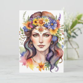 Cartão De Festividades Deusa Floral do Verão Beltane Sabbat Wicca