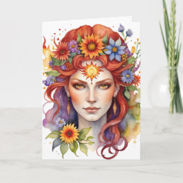 Cartão De Festividades Deusa Floral do Verão Beltane Sabbat Wicca