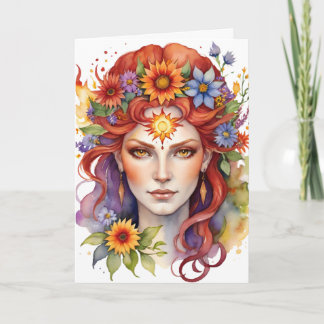 Cartão De Festividades Deusa Floral do Verão Beltane Sabbat Wicca