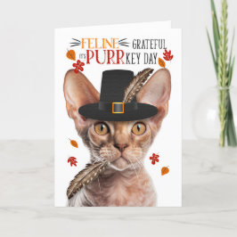 Cartão De Festividades Devon Rex Cat Feline Grateful para PURRkey Day