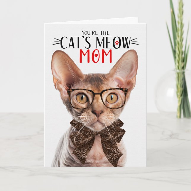 Cartão De Festividades Devon Rex Cat para a mãe no Dia de as mães (Frente)
