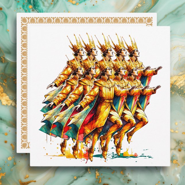 Cartão De Festividades Dez Senhores Saltando | Doze Dias de Natal (Criador carregado)