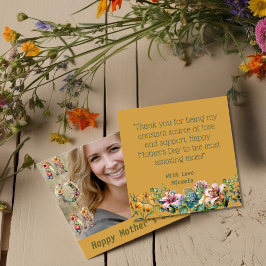 Cartão De Festividades Dia da Mãe de Mostaza Personalizada com Foto e Men