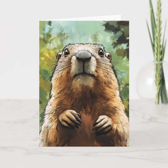 Cartão De Festividades Dia da Marmota Animal (Frente)