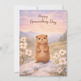 Cartão De Festividades Dia da Marmota aquarela