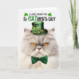 Cartão De Festividades Dia da Rua de Gato Persa de Silver Cream