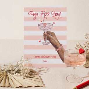 Cartão De Festividades Dia das Galentinas Amor Cocktail Alegria Feliz