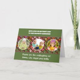 Cartão De Festividades Dia das Mães 3 Fotos Amante de Jardim Verde