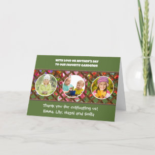 Cartão De Festividades Dia das Mães 3 Fotos Amante de Jardim Verde