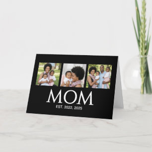Cartão De Festividades Dia das Mães Caps Preto 3 Foto Mamãe Estabelecida