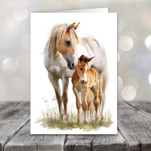 Cartão De Festividades Dia das Mães Cavalo e Potro