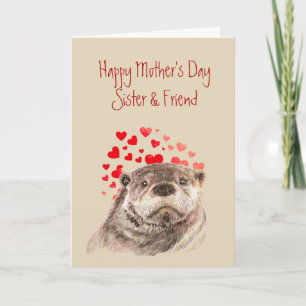 Cartão De Festividades Dia das Mães da Irmã Amor meu Coração Lindo Lontra
