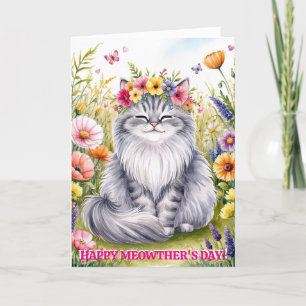 Cartão De Festividades Dia das Mães de Gato Engraçado
