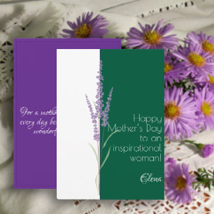 Cartão De Festividades Dia das mães em aquarela lavanda roxo minimalista