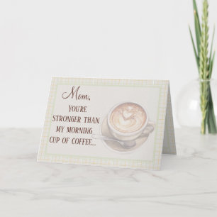 Cartão De Festividades Dia das Mães Engraçado com Tema de Café em Aquarel