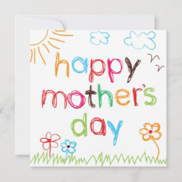 Cartão De Festividades Dia das mães escrito à crayon