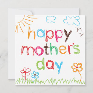 Cartão De Festividades Dia das mães escrito à crayon