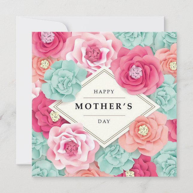 Cartão De Festividades Dia das Mães Floral (Frente)
