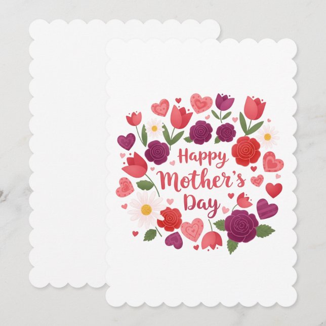 Cartão De Festividades Dia das Mães Floral Feliz (Frente/Verso)