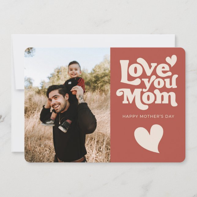 Cartão De Festividades Dia das Mães Fofo Retrô  (Frente)