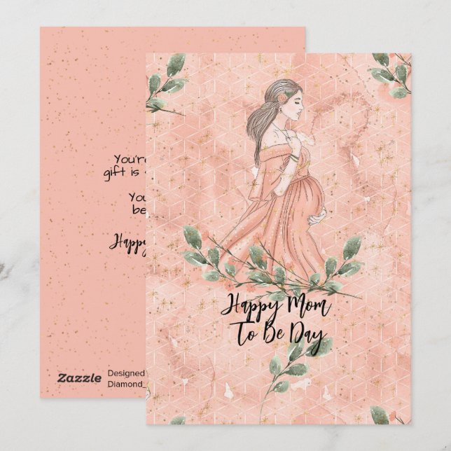 Cartão De Festividades Dia das Mães Futuras Mamães Pêssego (Frente/Verso)