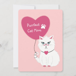 Cartão De Festividades Dia das Mães Mãe de Gato Fofo Engraçado