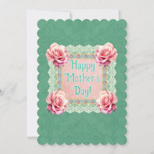 Cartão De Festividades Dia das Mães Personalizado Estilo Vintage Pinho Ve