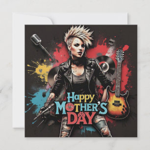 Cartão De Festividades Dia das Mães Punk Colar de Pérolas Simmer Card