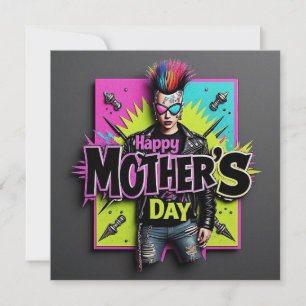 Cartão De Festividades Dia das Mães Punk Colar de Pérolas Simmer Card