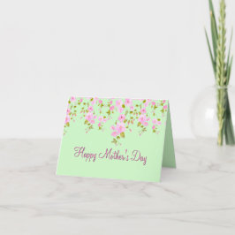 Cartão De Festividades Dia das Mães Rosa Flor de Cerejeira & Verde Mentol
