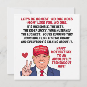 Cartão De Festividades Dia das Mães Trump Para Mulher 