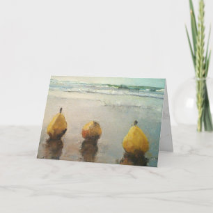 Cartão De Festividades Dia das Peras na Praia Carta de Incrustação Floral