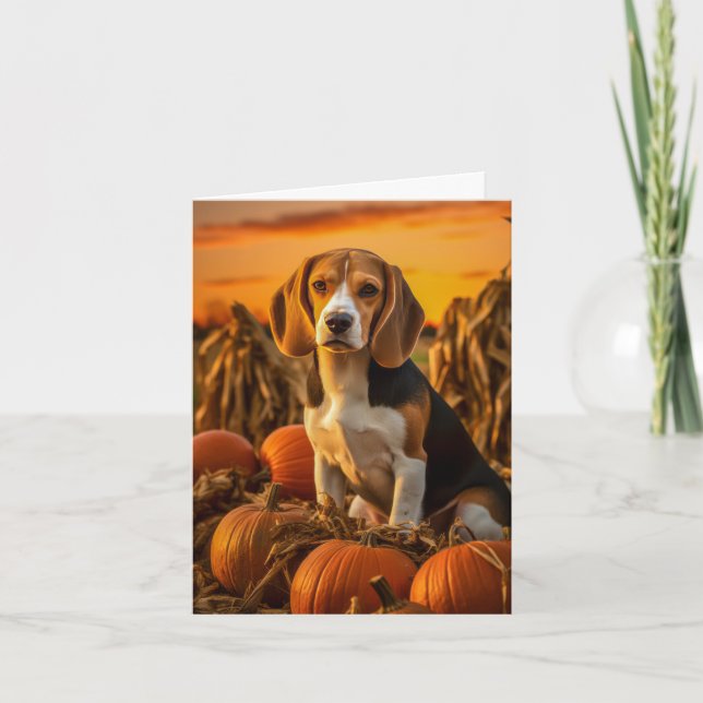 Cartão De Festividades Dia de Ação de Graças do Beagle (Frente)