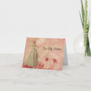 Cartão De Festividades Dia de as mães Cor-de-Rosa Floral Abstrato Vintage