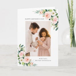 Cartão De Festividades Dia de as mães de Foto Floral de Blush Watercolor