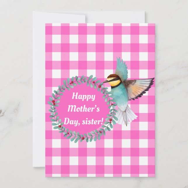 Cartão De Festividades Dia de as mães de Irmã de Pássaros com Aquarela Ro (Frente)
