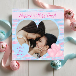 Cartão De Festividades Dia de as mães Elegante com Foto Cardíaca Personal