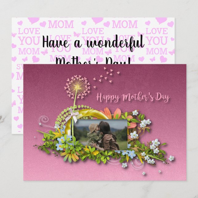 Cartão De Festividades Dia de as mães Feliz (Frente/Verso)