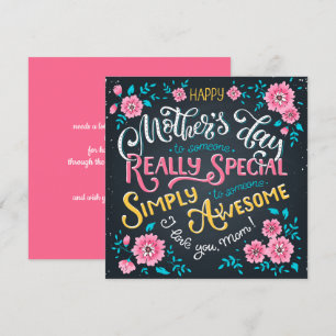 Cartão De Festividades Dia de as mães Feliz à Mãe Especial e Incrív